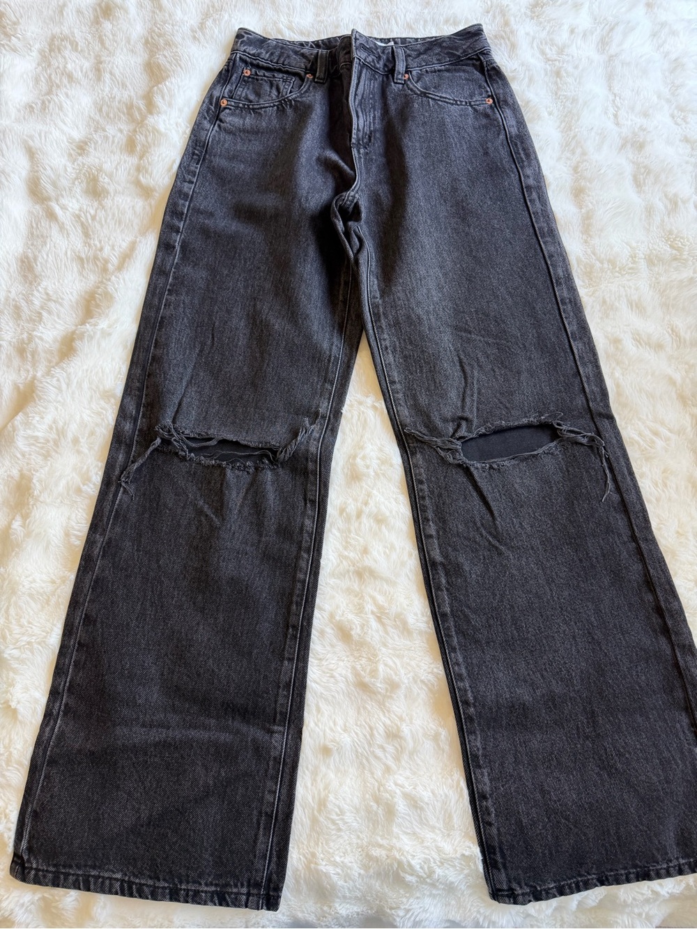 Garage Black Ripped Wide Leg Jeans